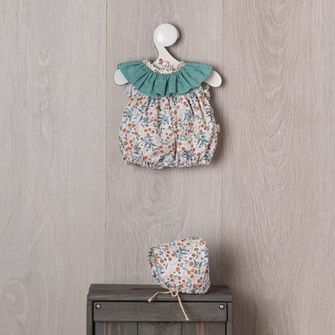 Conjunto de ropa de muñecas - Vestido flores aqua