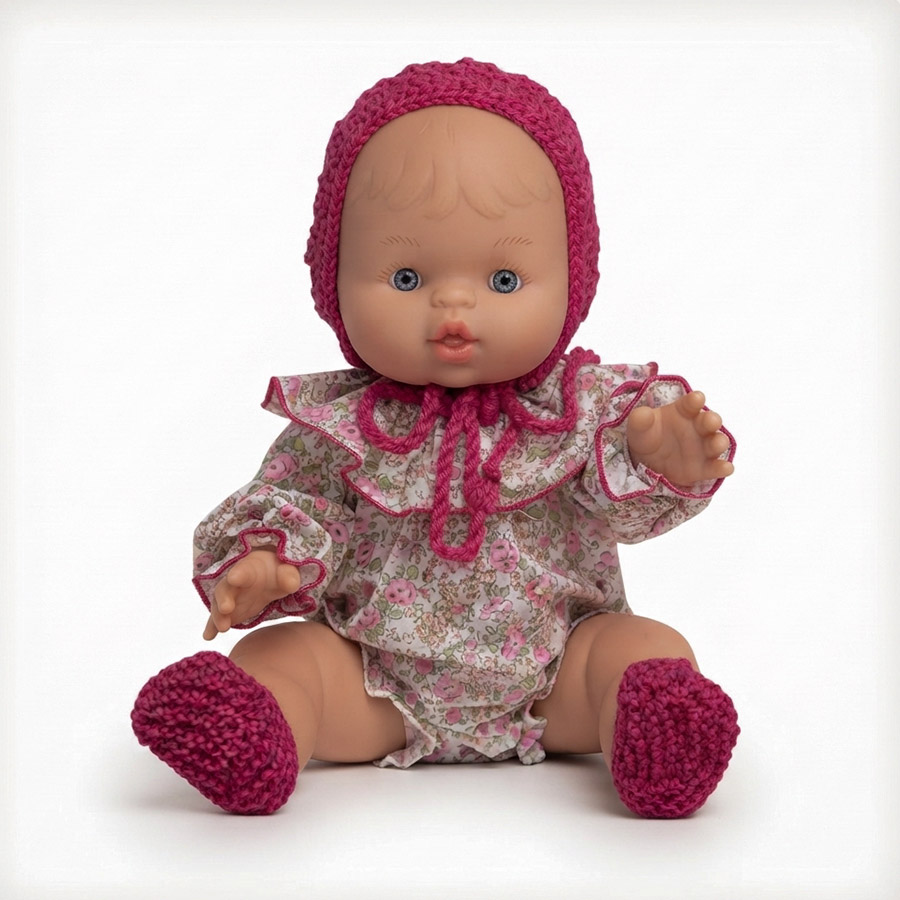Muñeca B. peto flores fucsia